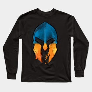 spartan helmet with the ukranian flag Long Sleeve T-Shirt